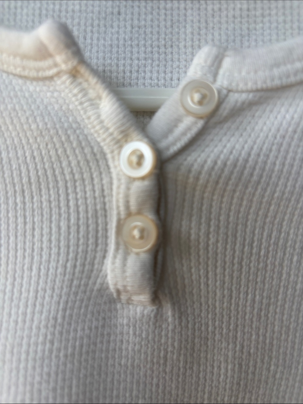 Brandy Melville White Waffle Henley Long Sleeve Cropped Top - Picture 5 of 8